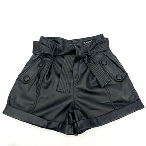BLANKNYC Shorts Vegan Leather Womens 24 Black Self Tie Paperbag Pleather Biker